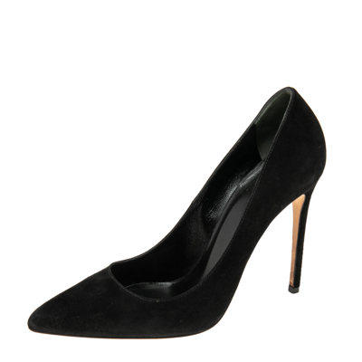 Pre-owned Gucci Black Suede Pointed Toe Pumps Size 38.5