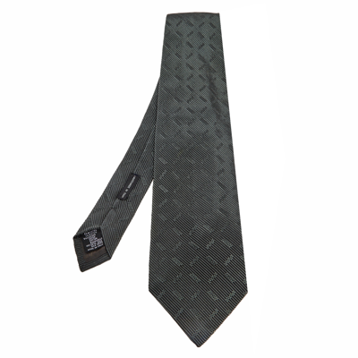 Pre-owned Giorgio Armani Grey Cotton & Silk Jacquard Tie
