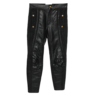 Pre-owned Chloé Black Leather & Nubuck Paneled Cropped Biker Pants S