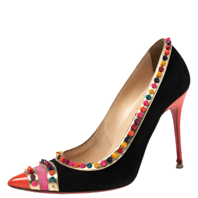 Pre-owned Christian Louboutin Multicolor Suede And Patent Leather Malabar Hill Pumps Size 39.5