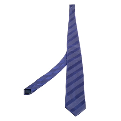 Pre-owned Lanvin Blue Striped Silk Tie