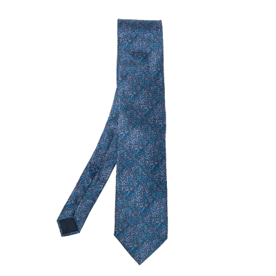 Pre-owned Lanvin Blue Abstract Print Silk Tie