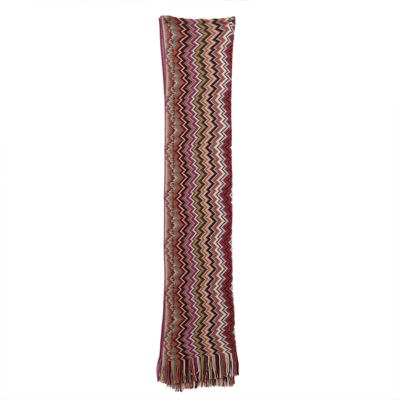 Pre-owned Missoni Multicolor Chevron Pattern Wool Knit Fringed Stole