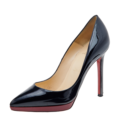 Pre-owned Christian Louboutin Patent Leather Pointed Toe Pumps Size 36.5 In Black