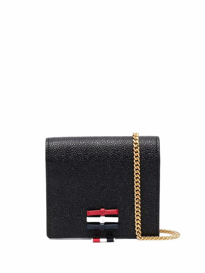 Thom Browne Rwb-bow Chain-strap Cardholder In Black