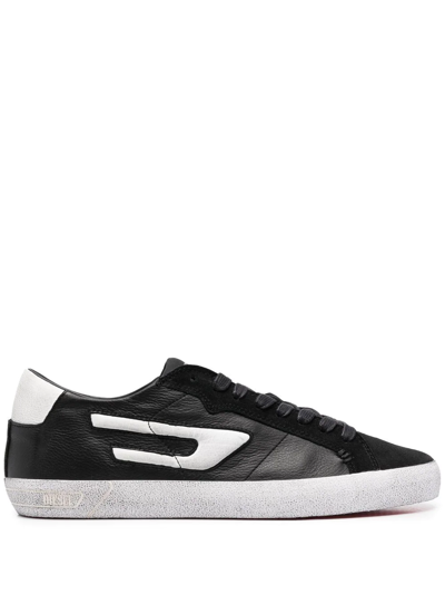 Diesel Red Tag Suede-panel Low-top Trainers In Schwarz