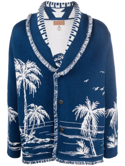 Alanui Surrounded By The Ocean Cardigan In Blue