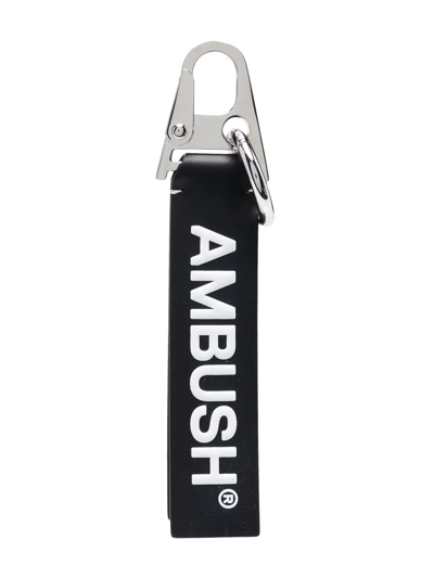 Ambush Logo-lettering Leather Keyholder In Nero