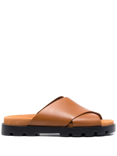 Camper Brutus Crossover-strap Leather Sandals In Brown