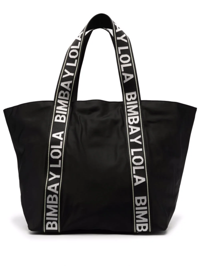 Bimba Y Lola Logo-print Strap Tote Bag In Black