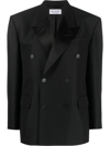 Balenciaga Hourglass Double-breasted Wool Blazer In Schwarz
