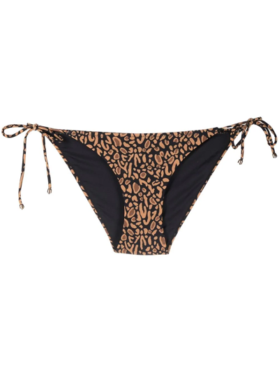 Nanushka Animal-print Tie-fastening Bikini Bottoms In Brown