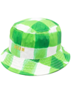 Msgm Gingham-check Bucket Hat In Grün