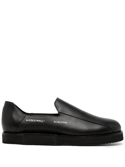 A-cold-wall* Black Geometric Model 3 Leather Loafers In Black - Black