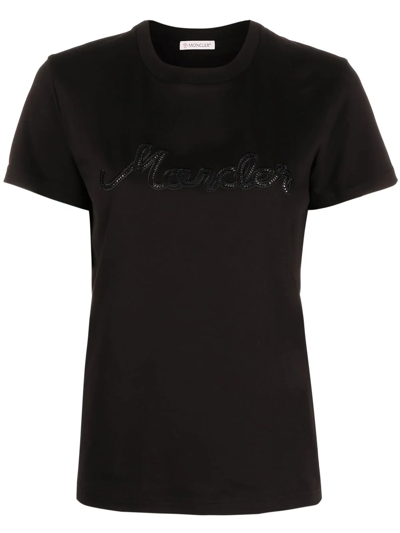 Moncler Embroidered-logo T-shirt In Black