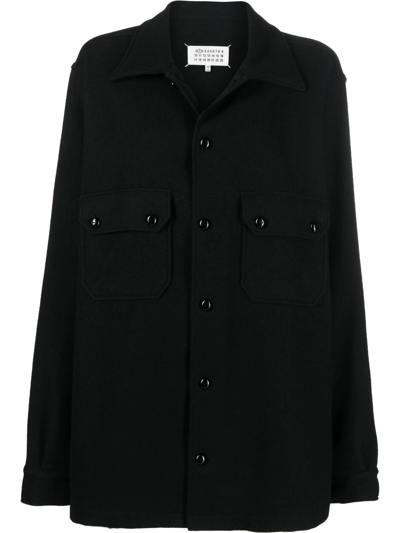Maison Margiela Oversized Wool Shirt Jacket In Schwarz | ModeSens