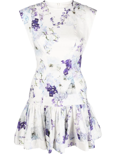 Zimmermann Floral-print Sleeveless Dress In Weiss