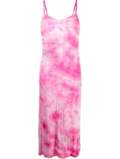 Des Phemmes Tie Dye-print Maxi Dress In Fuchsia