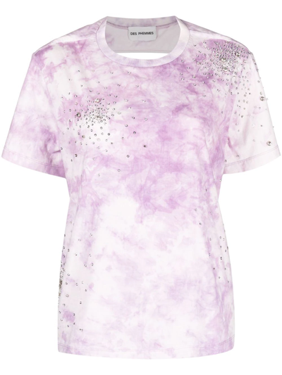 Des_phemmes Tie Dye-print Short-sleeved T-shirt In White,purple