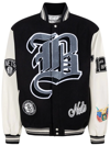 Jeff Hamilton Brooklyn Nets Block Letter Wool Blend Varsity Jacket In Grey