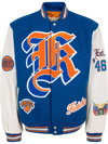 Jeff Hamilton Knicks-print Detail Bomber Jacket In Weiss
