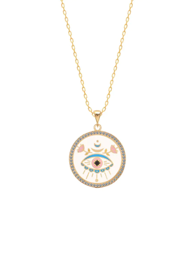 Gabi Rielle Women's Love In Bloom 14k Goldplated & Enamel Evil Eye Pendant Necklace In Silver