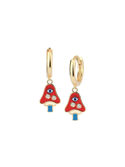 Gabi Rielle Women's Love In Bloom 14k Gold Vermeil & Enamel Lucky Mushroom Huggies Earrings