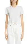 Saint Laurent Cropped Cotton-jersey T-shirt In White
