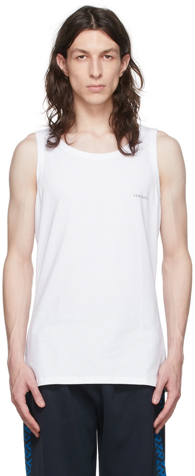 Versace White Cotton Tank Top In A1001 Wht