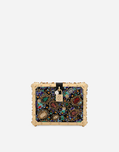 Dolce & Gabbana Jacquard Dolce Box Bag With Embroidery In Multicolor
