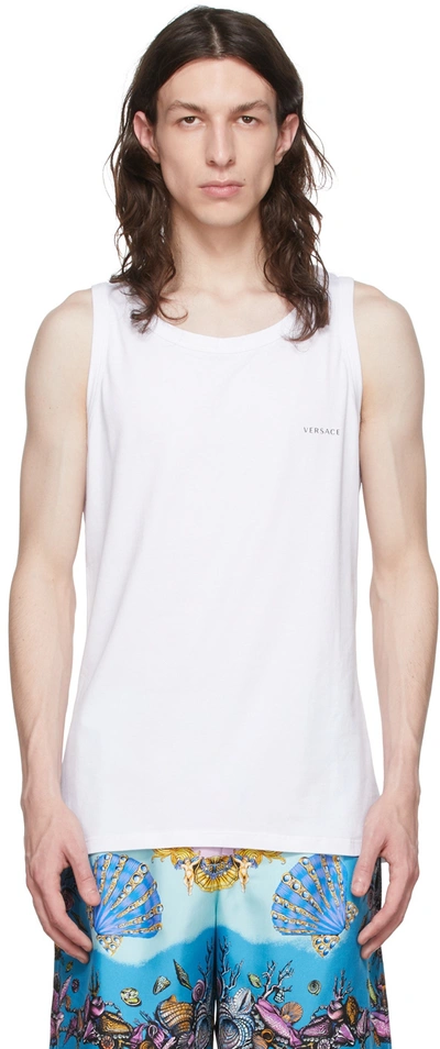 Versace Two-pack White Cotton Tank Tops In A94z White