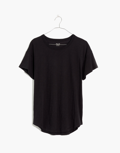 Madewell Plus Whisper Cotton Rib-crewneck Tee In True Black