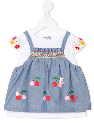 Miki House Kids' Bunny-appliqué T-shirt (2-5 Years) In Blue