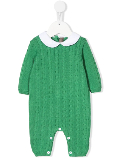 Little Bear Babies' Tutina Cable-knit Long-sleeved Romper In Green