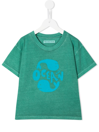 Rejina Pyo Kids' Ellis Graphic-print Organic Cotton T-shirt In Green