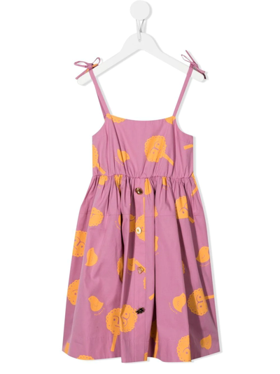 Rejina Pyo Kids' Esme Tree-print Organic Cotton Dress In Purple