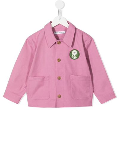 Rejina Pyo Kids' Riley Logo-patch Denim Jacket In Pink