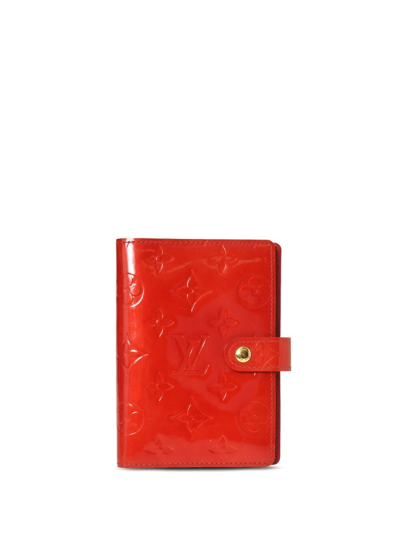 Pre-owned Louis Vuitton  Vernis Monogram Small Ring Agenda Cover In Red