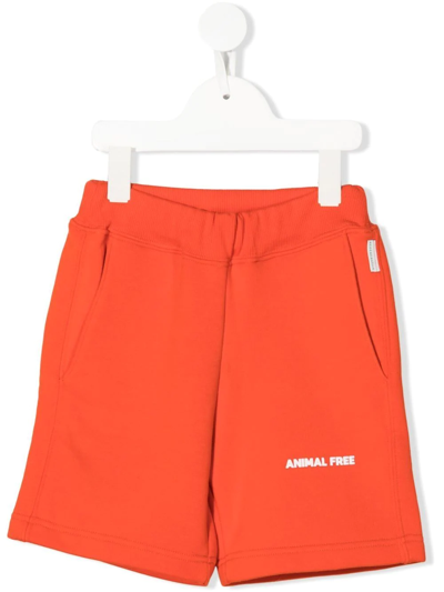 Save The Duck Kids' Logo-print Cotton Track Shorts In Orange