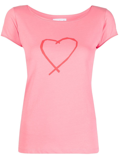 Agnès B. Heart-print Cotton T-shirt In Pink