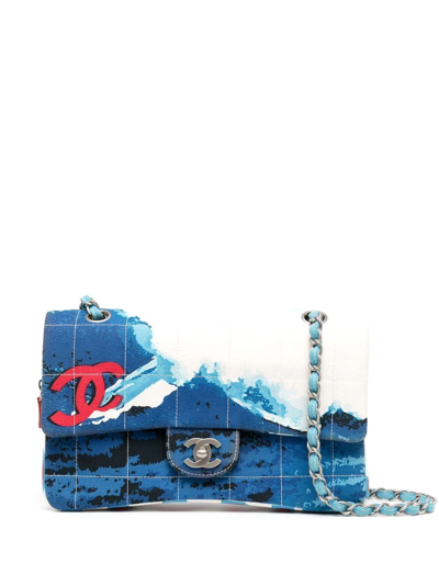 Pre-owned Chanel 2002 Surf Line Shoulder Bag In Blue