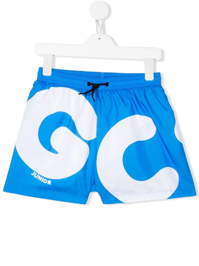 Gcds Teen Logo-print Swim Shorts In Blue