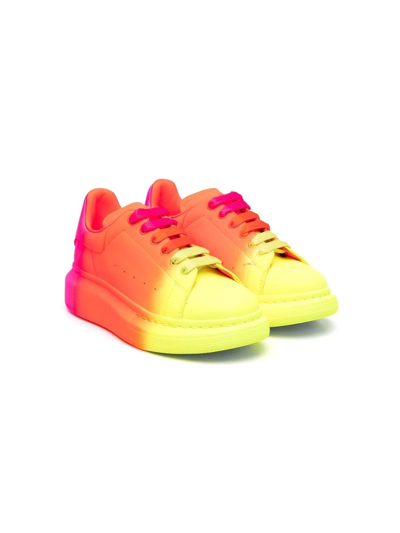 Alexander Mcqueen Kids' Gradient-effect Lace-up Trainers In Yellow