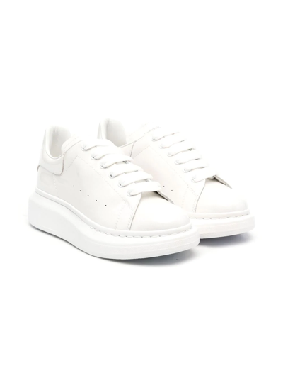 Alexander Mcqueen Kids' Lace-up Low-top Wedge Sneakers In White