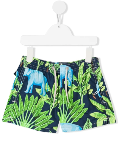 Mc2 Saint Barth Kids' Graphic-print Swim Shorts In Blue