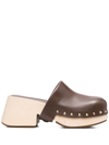 Marsèll Women's Studded Leather Clogs In Brown