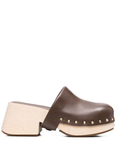 Marsèll Women's Studded Leather Clogs In Brown