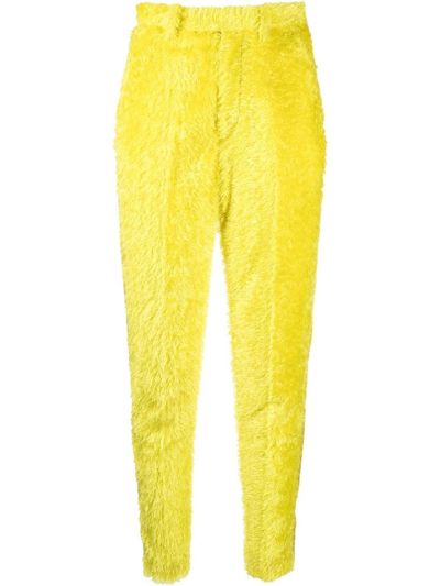 Undercover Textured High-waisted Trousers In Yellow