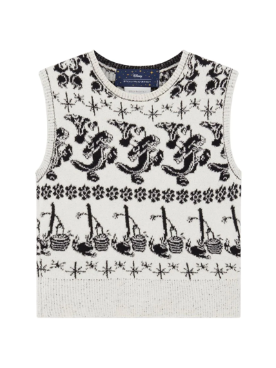 Stella Mccartney X Disney Fantasia Sleeveless Fair Isle-knit Sweater In White & Black