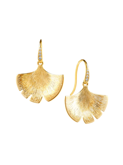Syna Women's Jardin 18k Gold & Diamond Gingko Leaf Earrings
